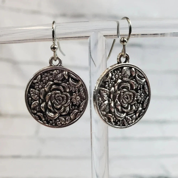 Rose Medallion Earrings - Picture 6 of 8